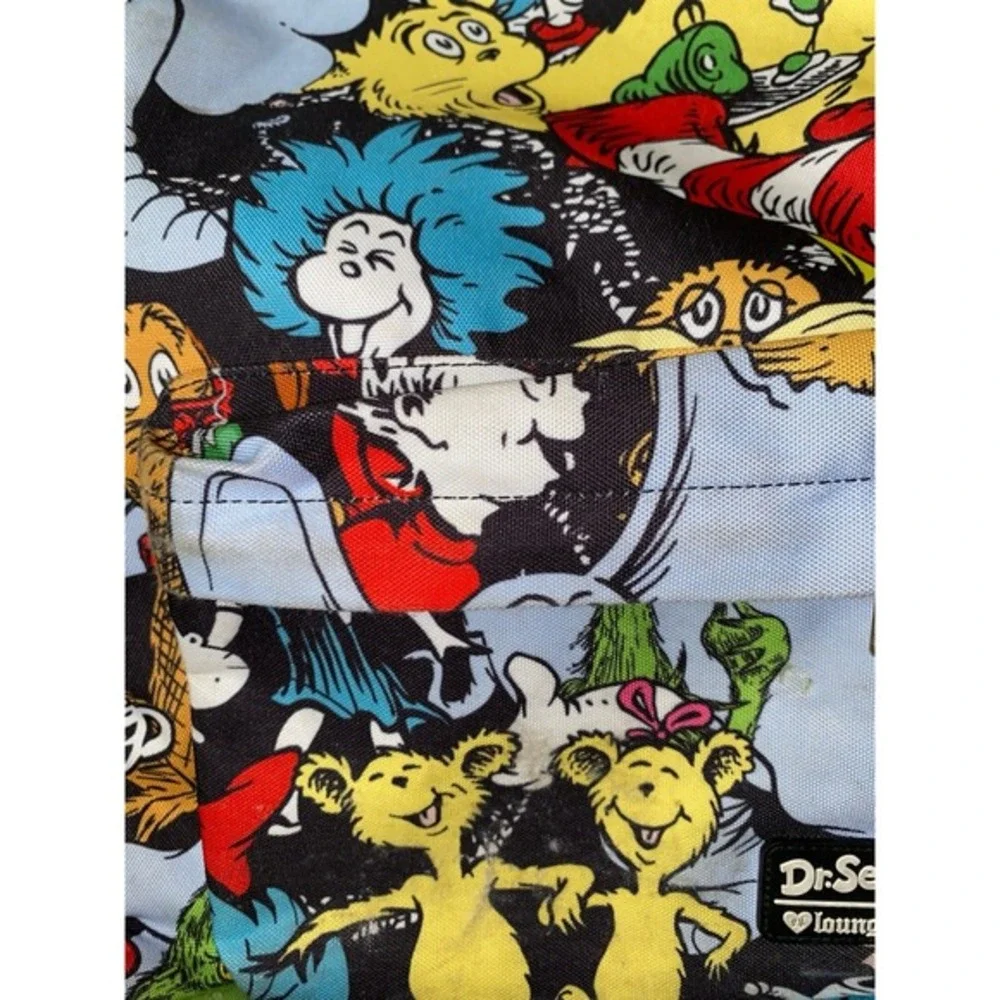 Loungefly Cat in the Hat Full Size Backpack AOP‎ Dr Seuss Bag Blue Stain